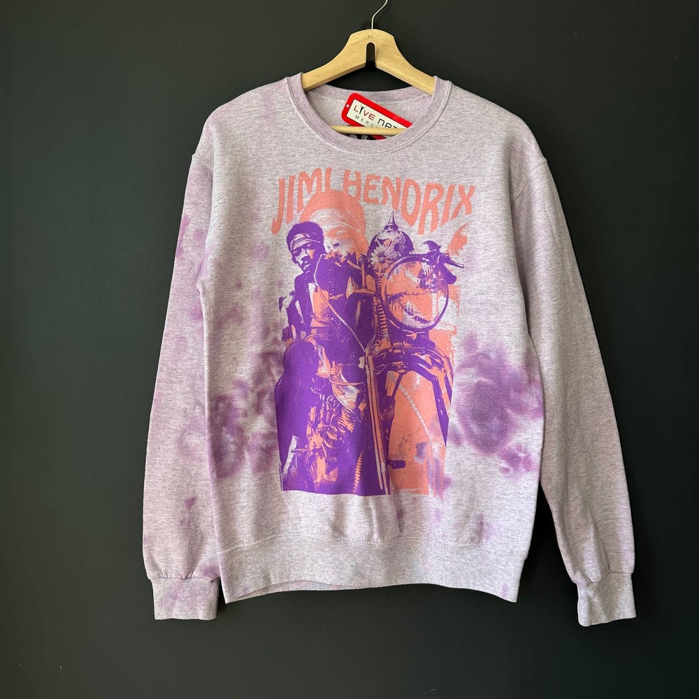 Jimi Hendrix Tie Dye Purple Crew Neck Graphic Band Sweatshirt NEW Small - Picture 1 of 7